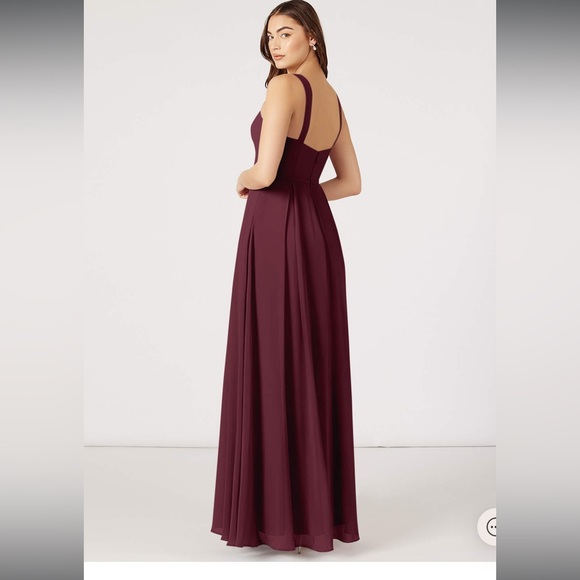 AZAZIE Simoan A-Line Sweetheart Neckline Chiffon Floor-Length Dress in Cabernet - Picture 5 of 11